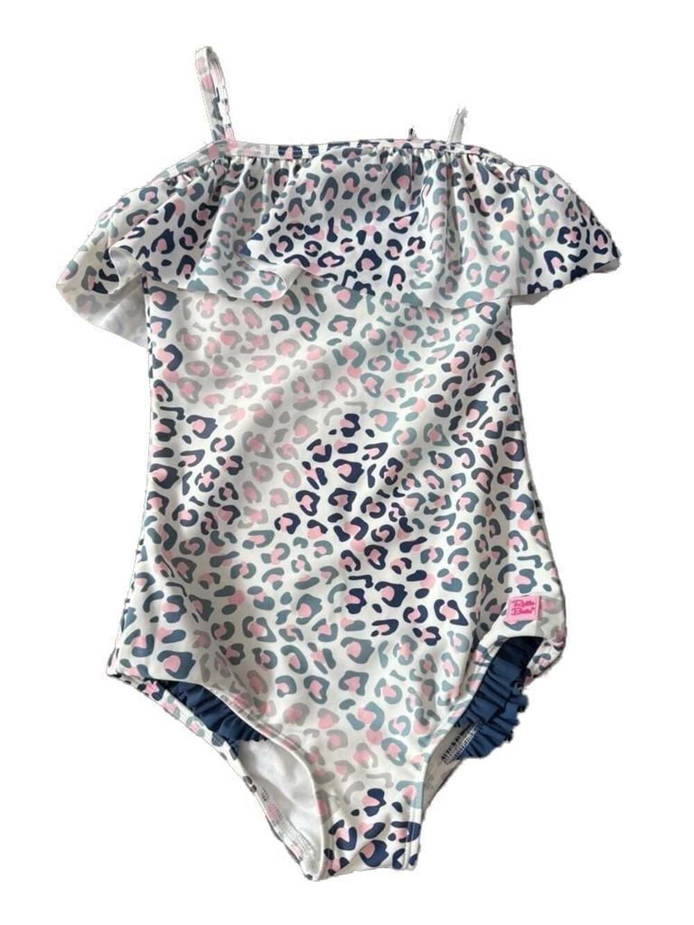 RuffleButts Girls Cheetah Print Ruffle One-Piece Swimsuit Sz 10